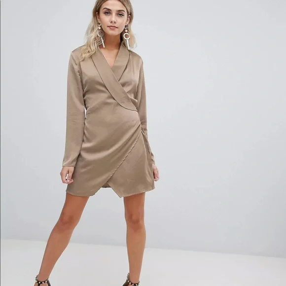 missguided satin wrap dress Satin Wrap Missguided Black Satin Dress Missguided Hammered Satin Wrap Over  D-ring